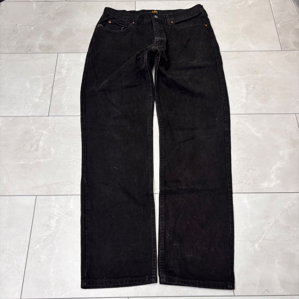 Lee Jeans Mens 36x34 Double Black Relaxed Fit Straight Leg Baggy Denim 2055508
